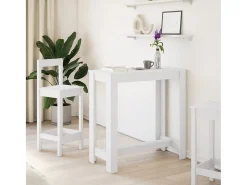 Mesa alta de bar madera ingeniería blanca 102x50x103,5 cm