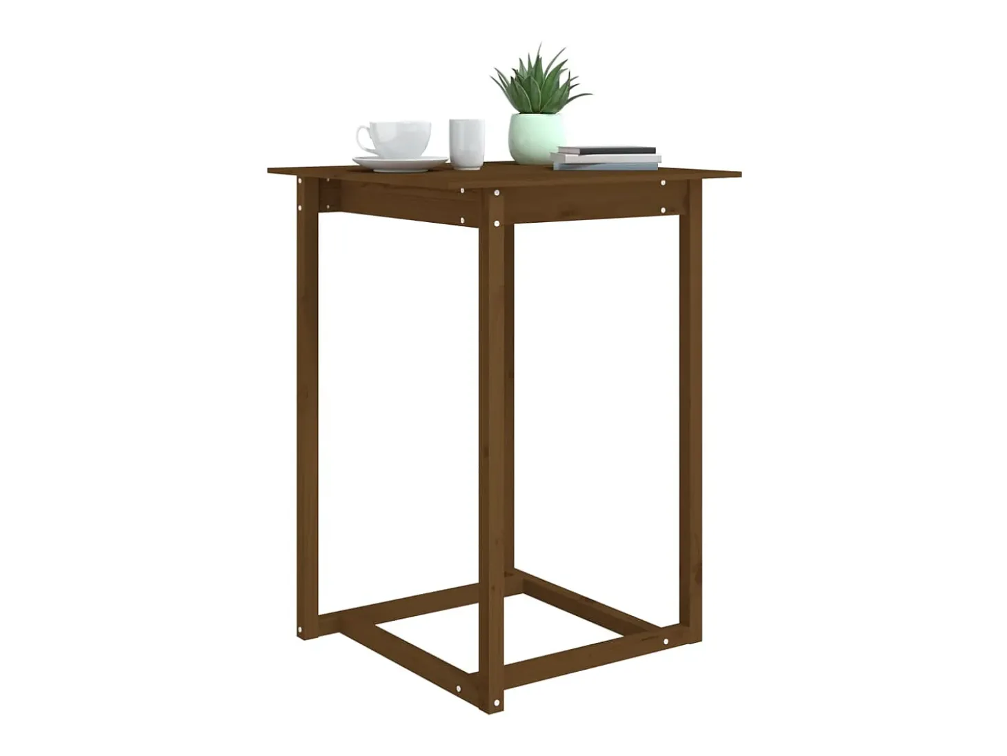 Mesa alta de bar madera maciza de pino marrón miel 80x80x110 cm ES881915