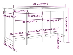 Mesa alta de bar madera maciza de pino blanco 180x80x110 cm