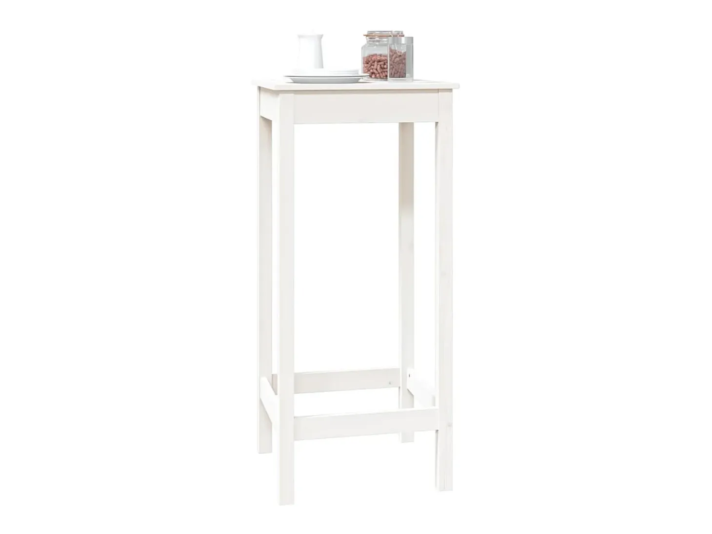 Mesa alta de bar madera maciza de pino blanco 50x50x110 cm