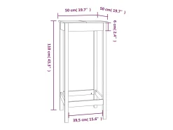 Mesa alta de bar madera maciza de pino blanco 50x50x110 cm
