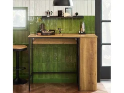 Mesa Alta de Bar Mesa Alta de Comedor con 1 Tablero Plegable Adicional, 1 Puerta y 2 Estantes 120 x 63 x 95 cm FWT98-PF SoBuy ES