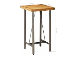 Mesa alta de bar teca maciza reciclada 60x60x107 cm