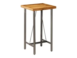 Mesa alta de bar teca maciza reciclada 60x60x107 cm