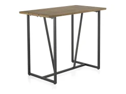 Mesa alta de bar 130x70 de madera de abeto con patas metálicas negras