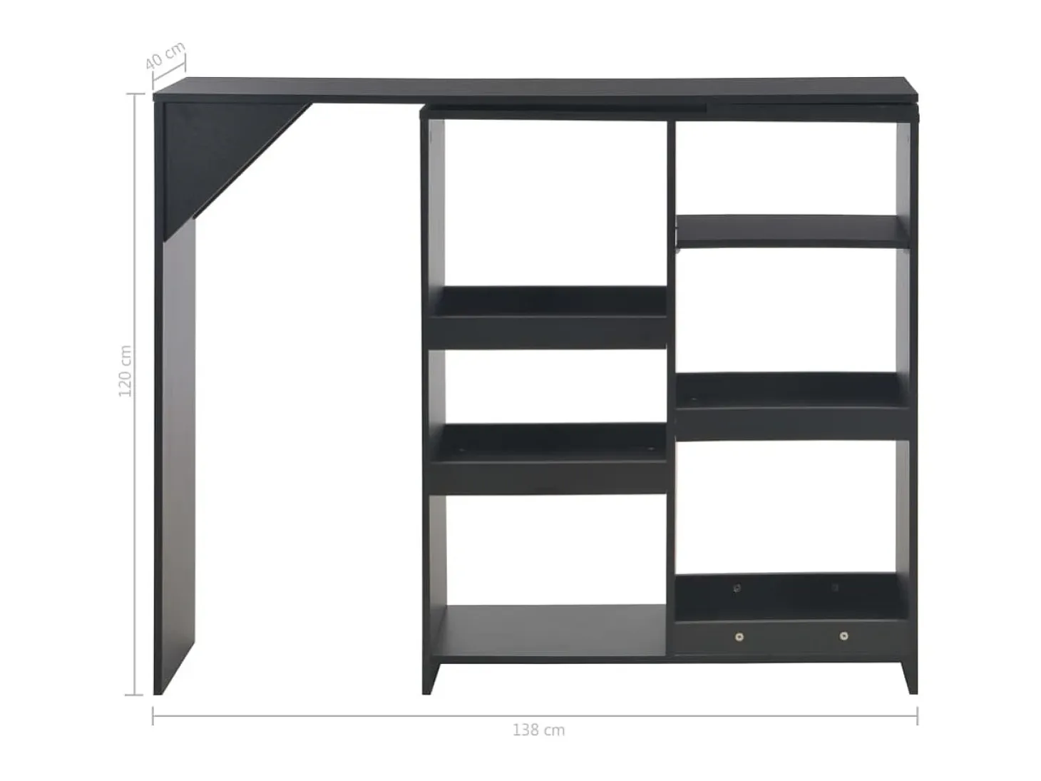 Mesa alta de bar/bistró con estante extraíble negra 138 cm 0902049