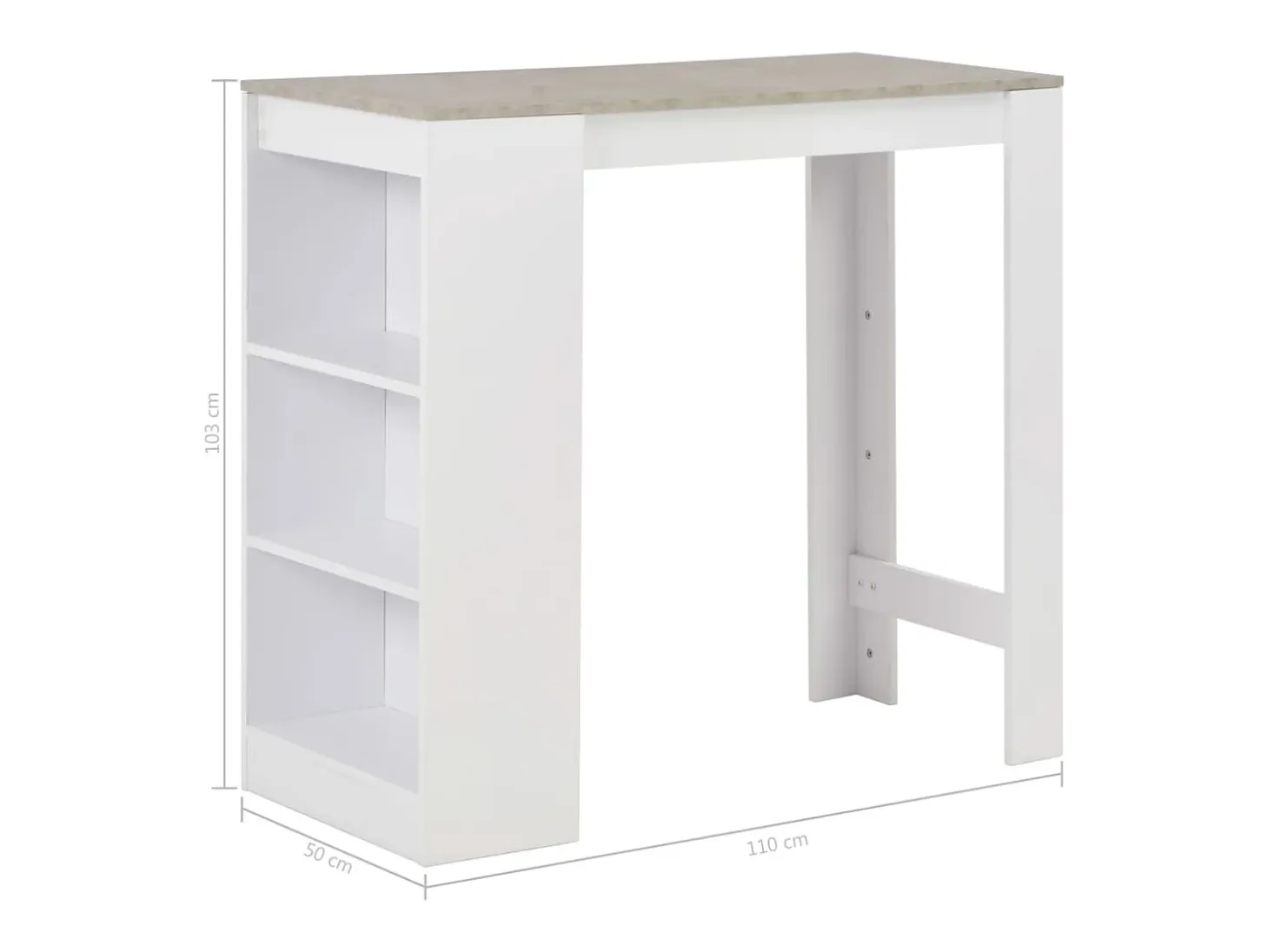 Mesa alta de bar/bistro con estante blanca 110 cm 0902051