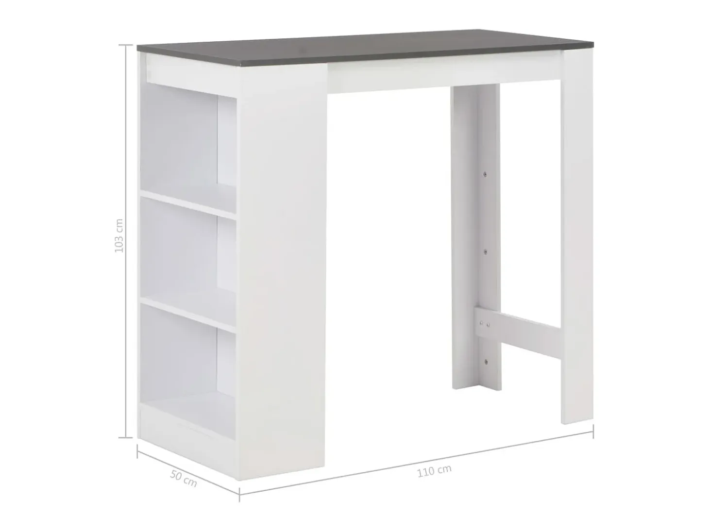 Mesa alta de bar/bistro con estante blanca 110 cm 0902053/2