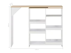 Mesa alta de bar/bistro con estante extraíble blanca 138 cm 0902046