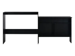 Mesa alta de cocina con 2 encimeras negra 130x40x120 cm