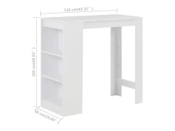 Mesa alta de cocina con estantería blanco 110x50x103 cm