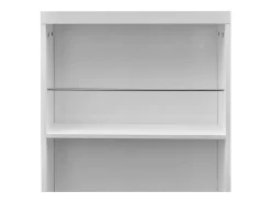 Mesa alta de cocina con estantes para botellas blanca brillante