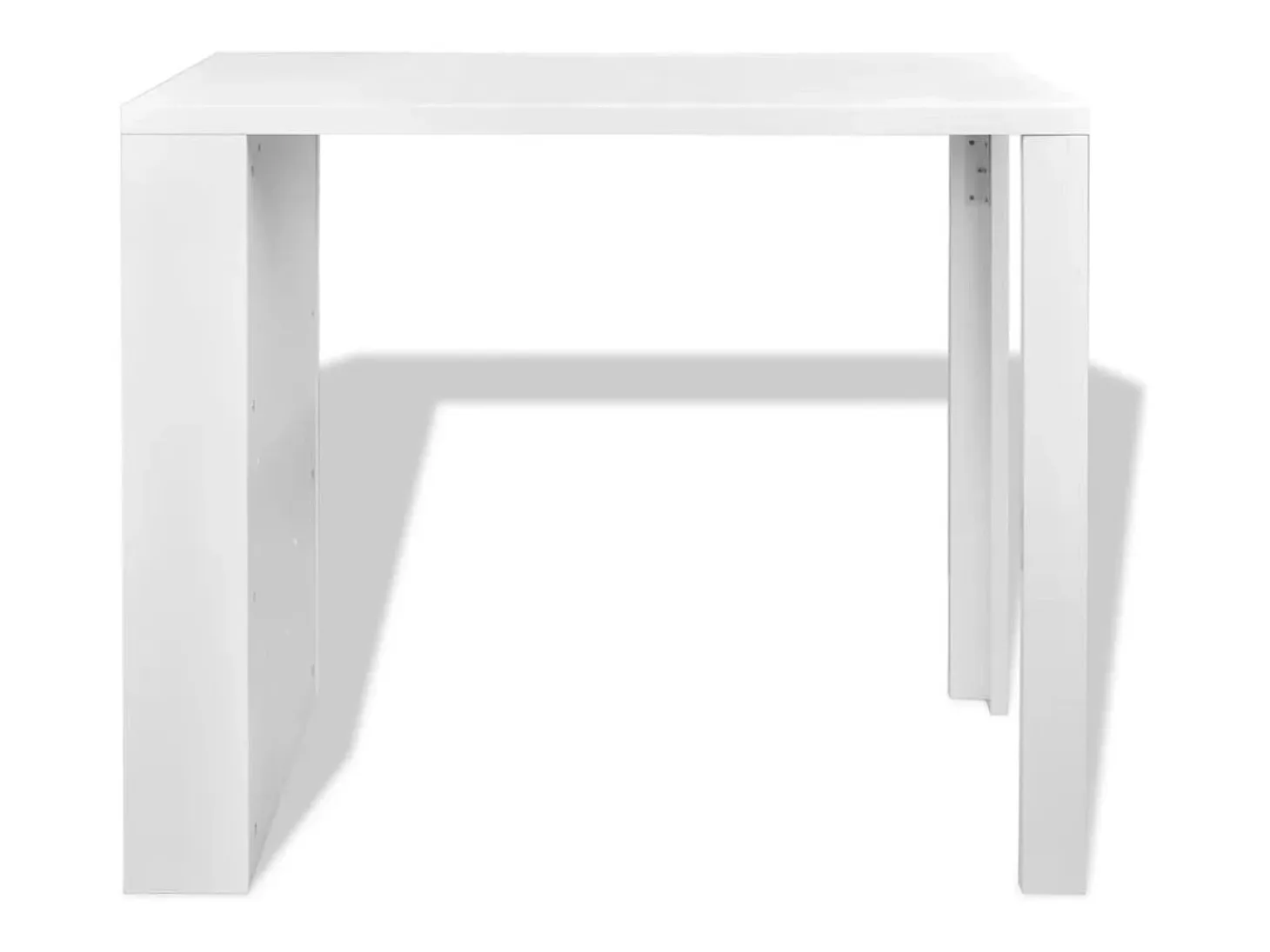 Mesa alta de cocina con estantes para botellas blanca brillante