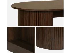 Mesa alta de cocina de madera con espacio de almacenamiento nogal