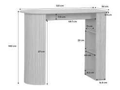 Mesa alta de cocina de madera con espacio de almacenamiento nogal