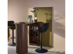 Mesa alta de cocina de madera con espacio de almacenamiento nogal