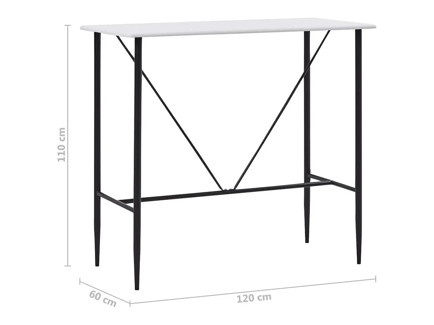 Mesa alta de cocina MDF blanco 120x60x110 cm
