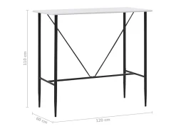 Mesa alta de cocina MDF blanco 120x60x110 cm