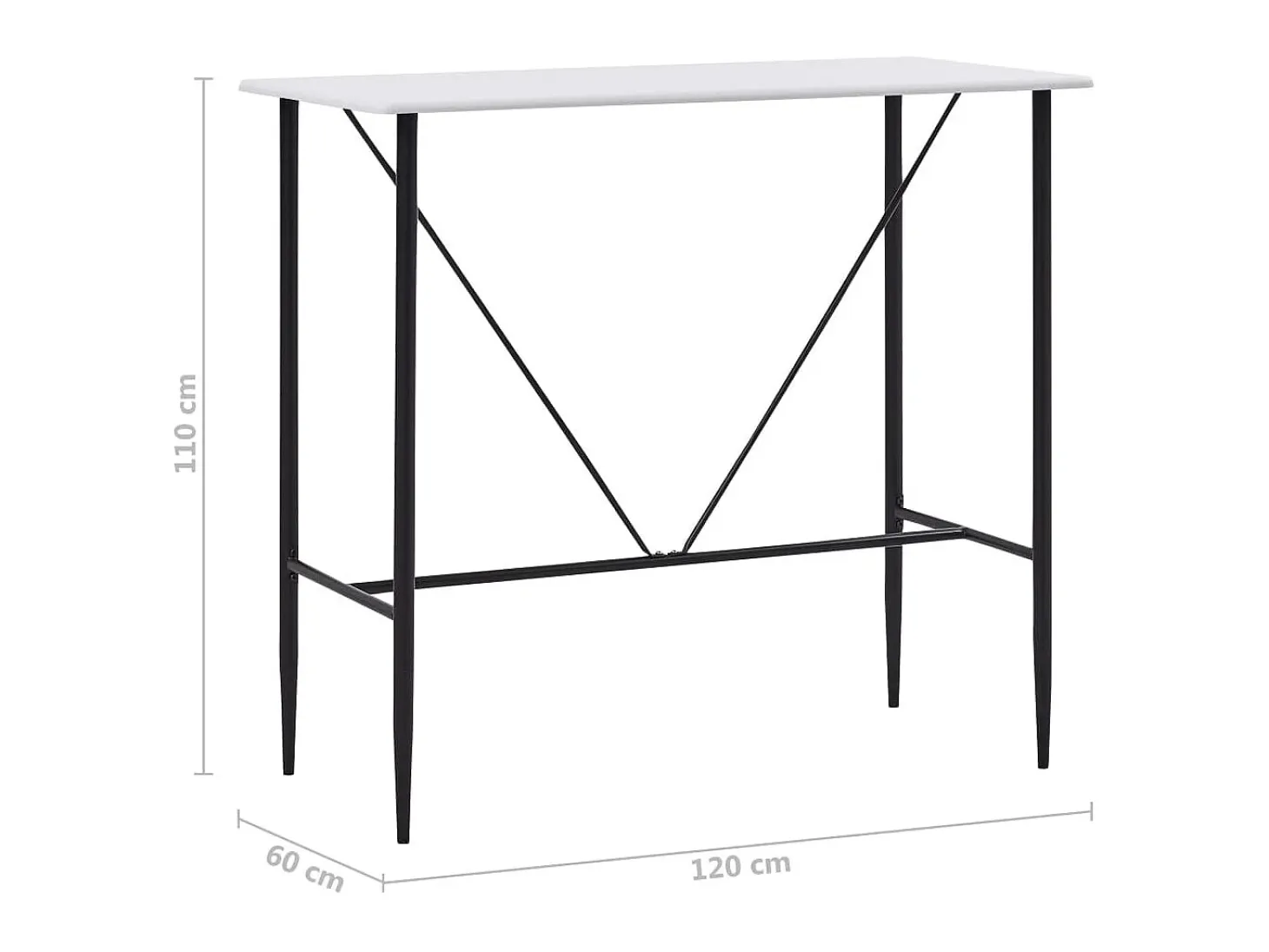 Mesa alta de cocina MDF blanco 120x60x110 cm