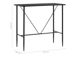 Mesa alta de cocina MDF negro 120x60x110 cm
