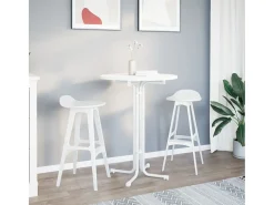Mesa alta de comedor madera ingeniería y acero blanco Ø80x110cm ES231018