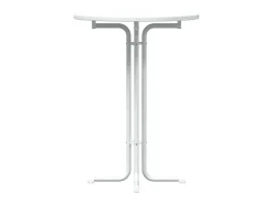 Mesa alta de comedor madera ingeniería y acero blanco Ø80x110cm ES231018