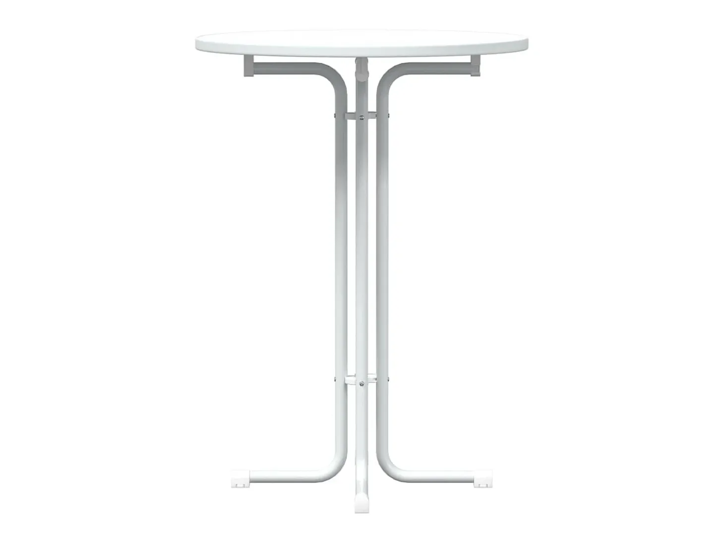 Mesa alta de comedor madera ingeniería y acero blanco Ø80x110cm ES231018