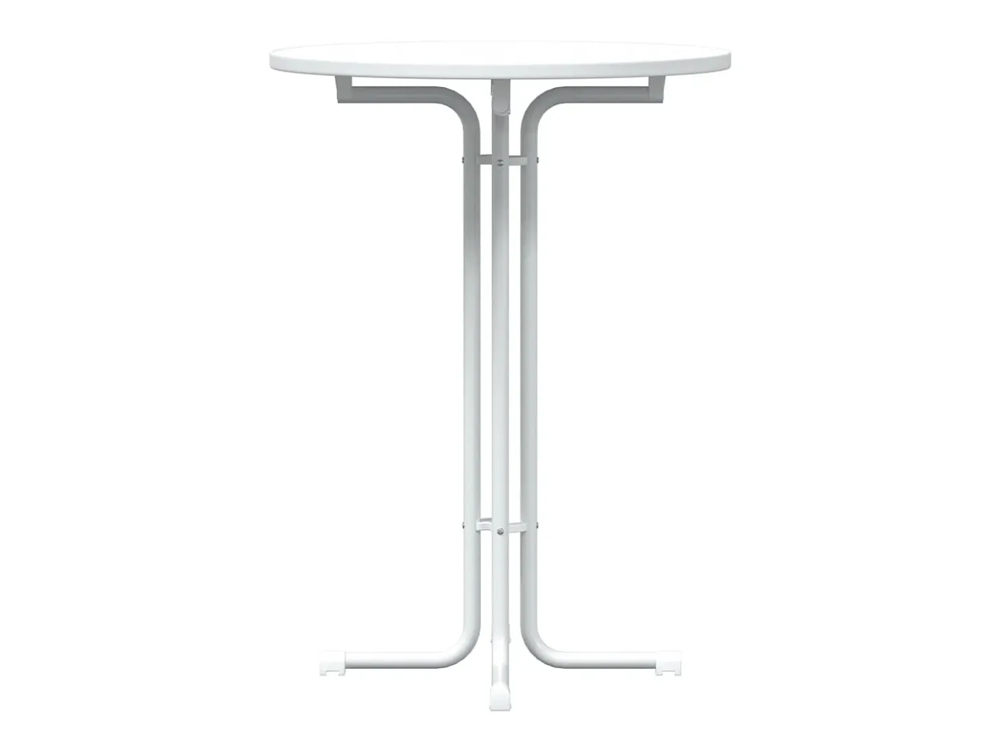 Mesa alta de comedor madera ingeniería y acero blanco Ø80x110cm ES231018