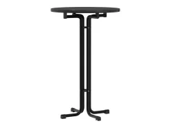 Mesa alta de comedor madera ingeniería y acero negro Ø70x110 cm ES316968