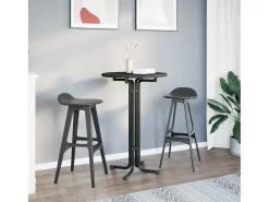 Mesa alta de comedor madera ingeniería y acero negro Ø70x110 cm ES316968