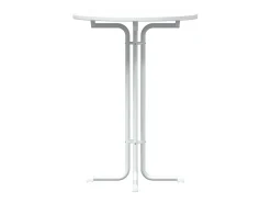 Mesa alta de comedor madera ingeniería y acero blanco Ø80x110cm