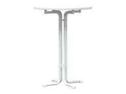 Mesa alta de comedor madera ingeniería y acero blanco Ø80x110cm