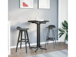 Mesa alta de comedor madera ingeniería y acero negro Ø80x110 cm