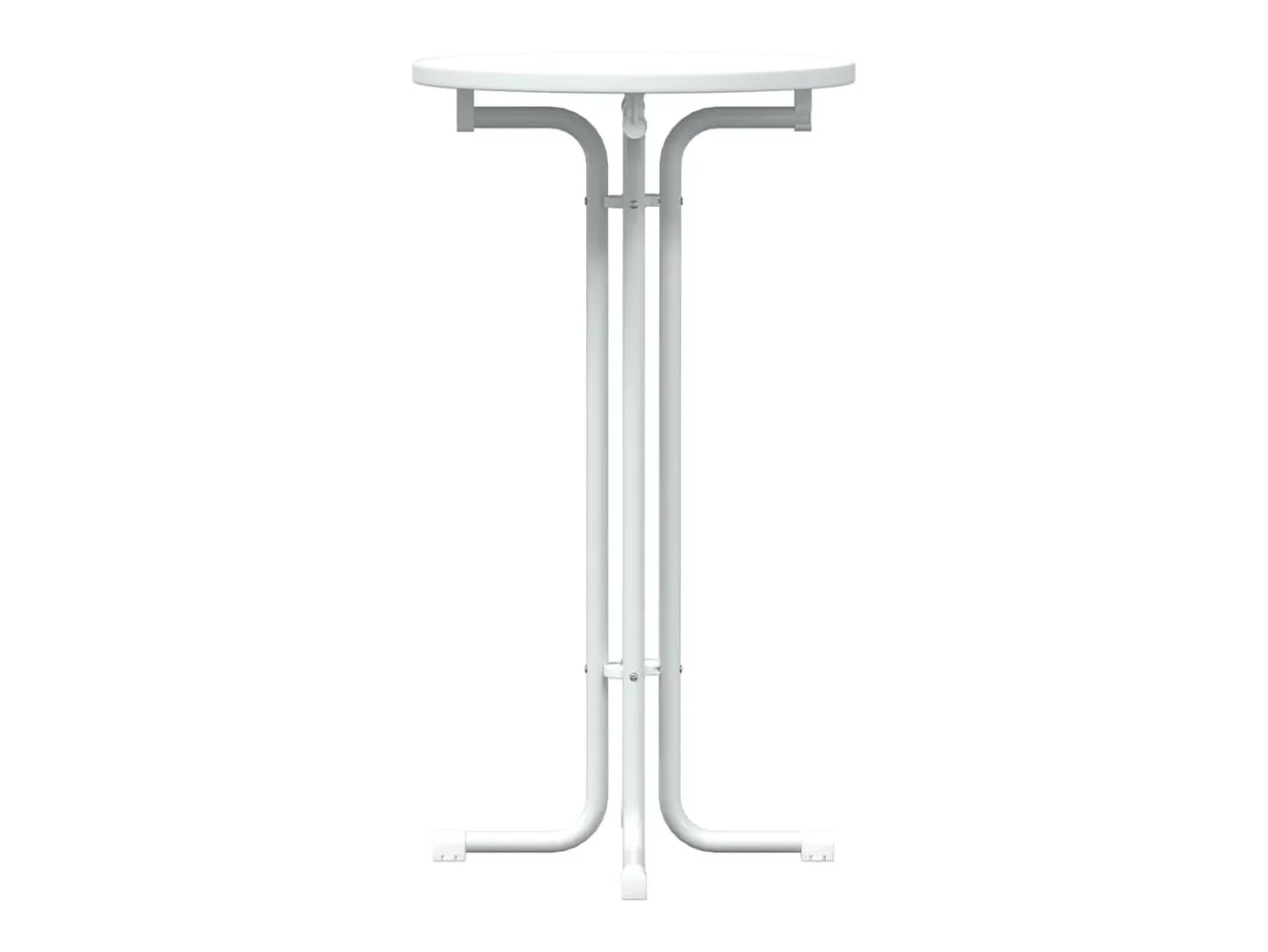 Mesa alta de comedor madera ingeniería y acero blanco Ø60x110cm ES508635