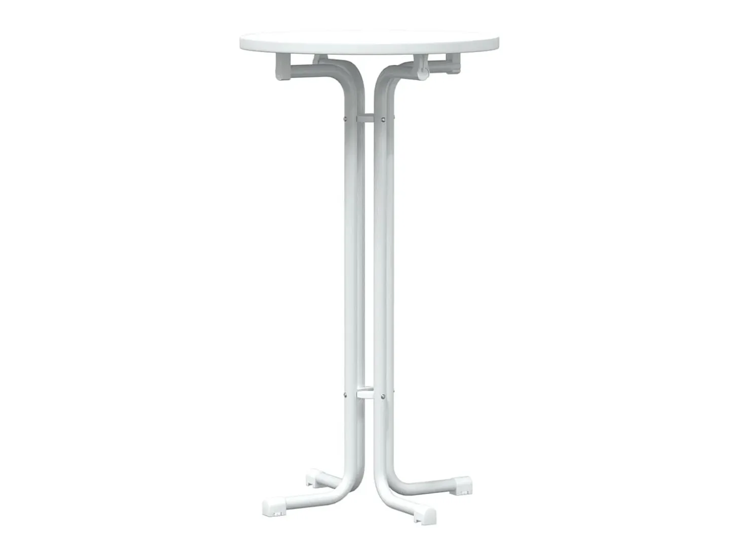 Mesa alta de comedor madera ingeniería y acero blanco Ø60x110cm ES508635