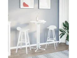 Mesa alta de comedor madera ingeniería y acero blanco Ø60x110cm ES508635
