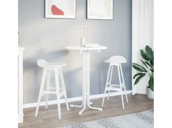Mesa alta de comedor madera ingeniería y acero blanco Ø70x110cm
