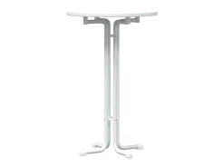 Mesa alta de comedor madera ingeniería y acero blanco Ø70x110cm