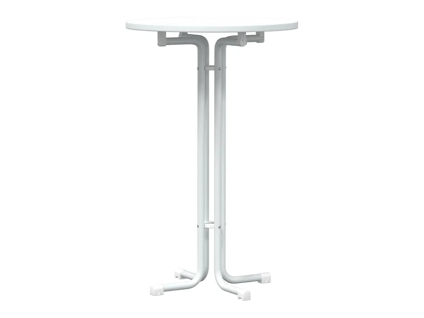 Mesa alta de comedor madera ingeniería y acero blanco Ø70x110cm