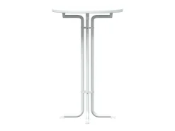 Mesa alta de comedor madera ingeniería y acero blanco Ø70x110cm