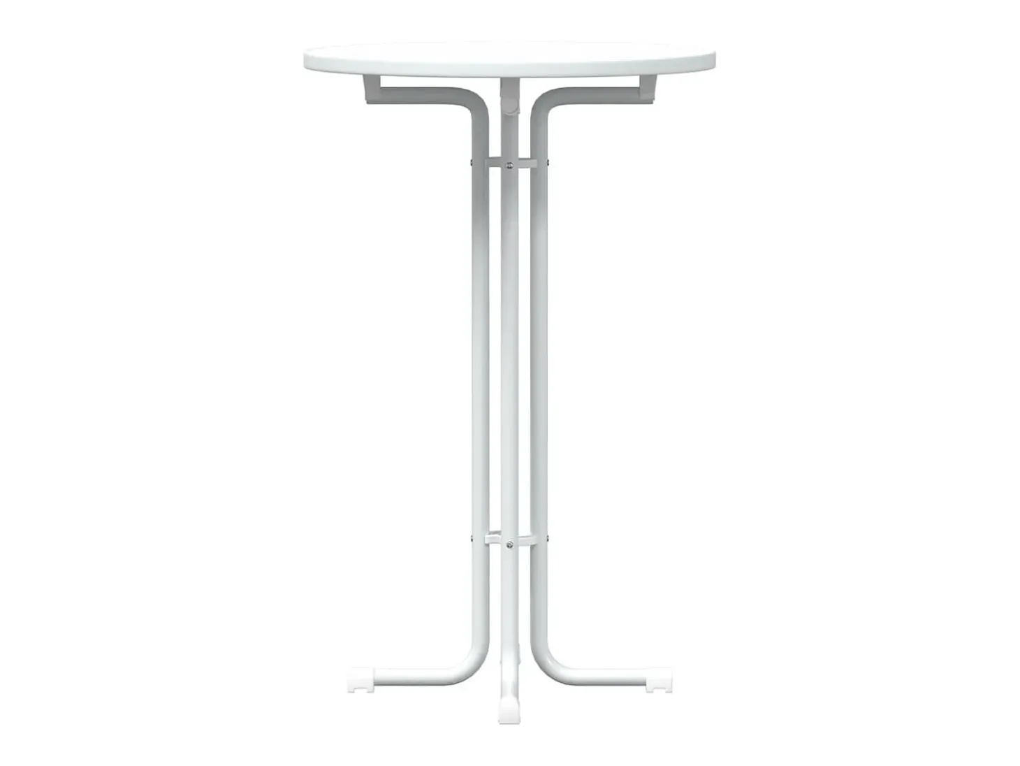 Mesa alta de comedor madera ingeniería y acero blanco Ø70x110cm
