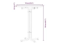 Mesa alta de comedor madera ingeniería y acero blanco Ø70x110cm
