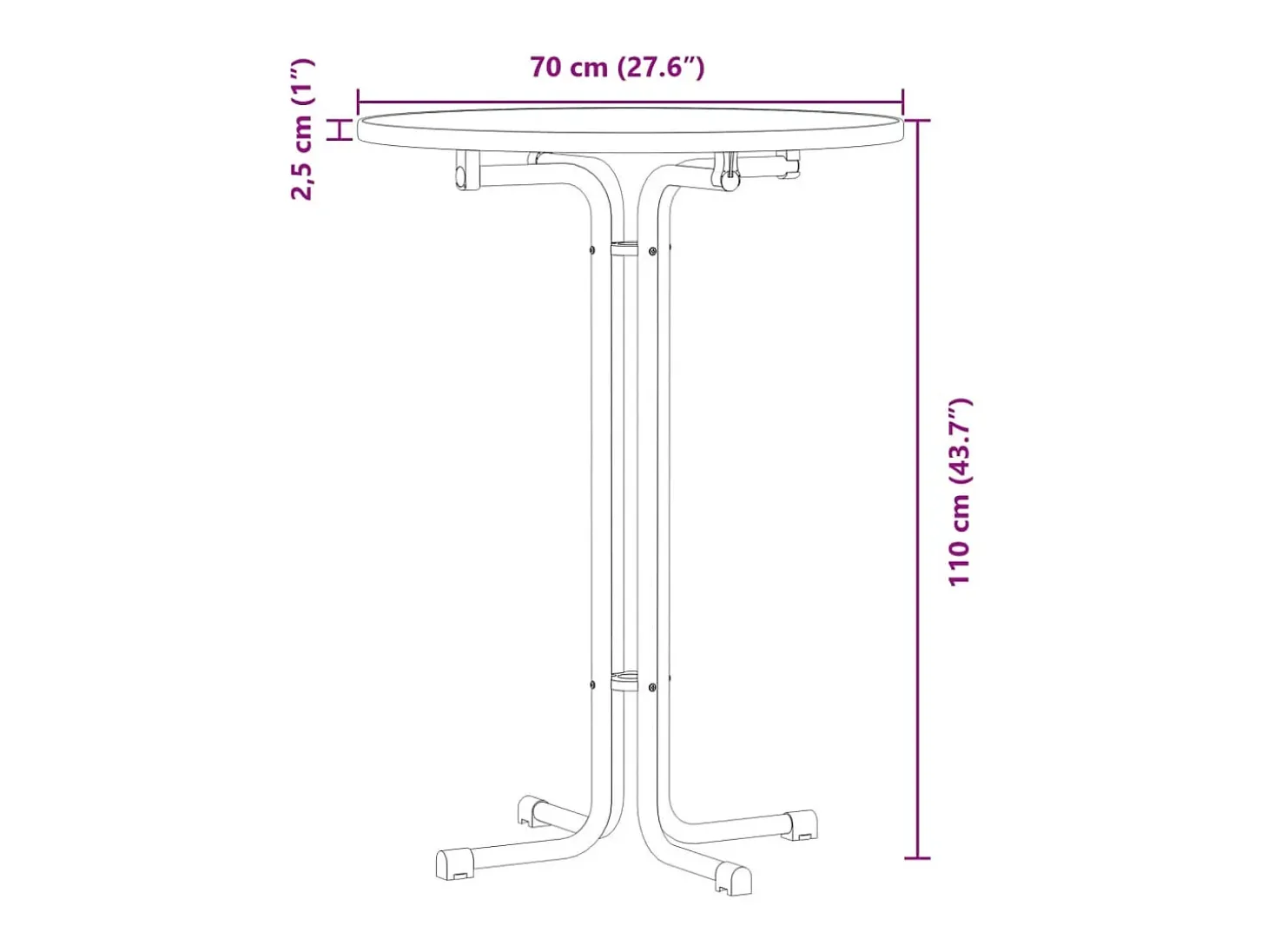 Mesa alta de comedor madera ingeniería y acero blanco Ø70x110cm