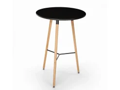 Mesa alta de diseño escandinavo de madera 60x60 redonda de madera Shrub - Negro