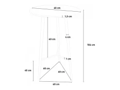 Mesa alta de diseño escandinavo de madera 60x60 redonda de madera Shrub - Blanco