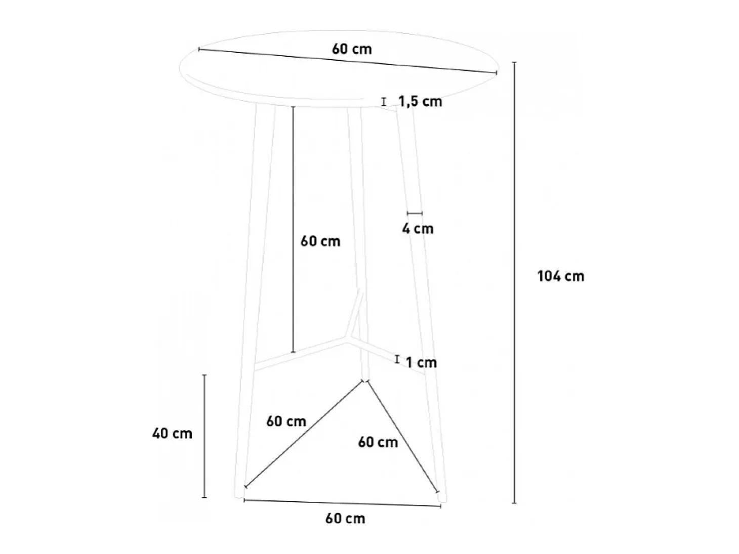 Mesa alta de diseño escandinavo de madera 60x60 redonda de madera Shrub - Blanco