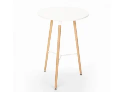Mesa alta de diseño escandinavo de madera 60x60 redonda de madera Shrub - Blanco