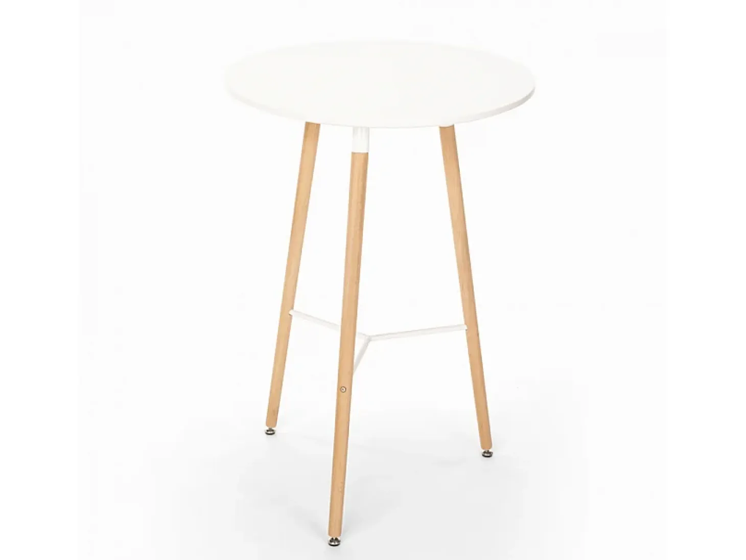 Mesa alta de diseño escandinavo de madera 60x60 redonda de madera Shrub - Blanco