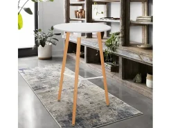 Mesa alta de diseño escandinavo de madera 60x60 redonda de madera Shrub - Blanco