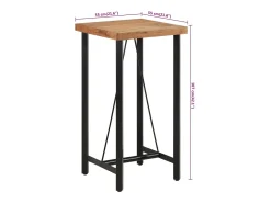 Mesa alta de hierro y madera maciza de acacia 55x55x107 cm